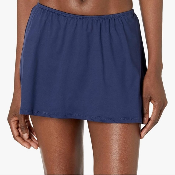 24th & Ocean Solid Skirted Hipster Bikini Swimsuit Bottom in Midnight - Picture 1 of 6